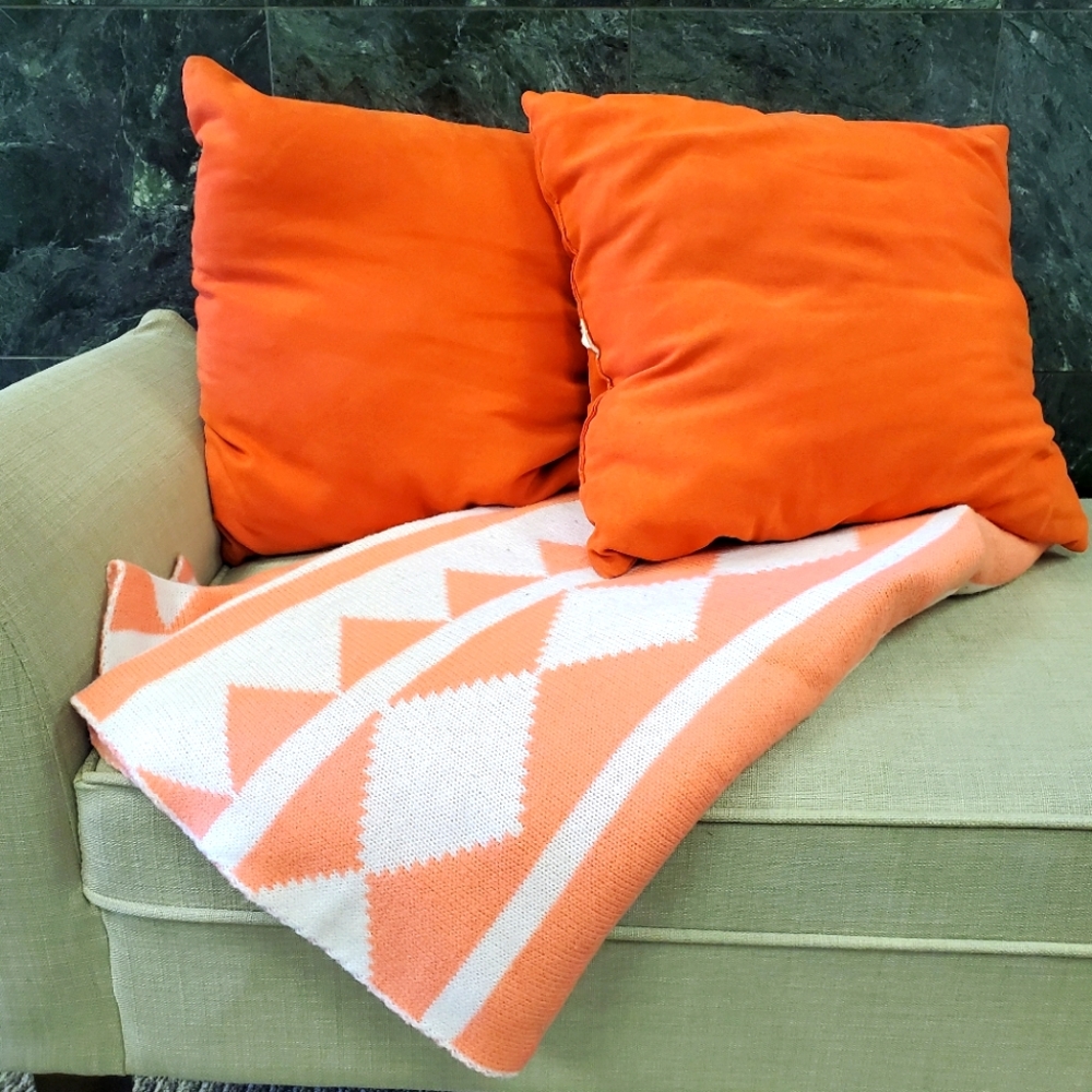 Orange Couch Decor Set